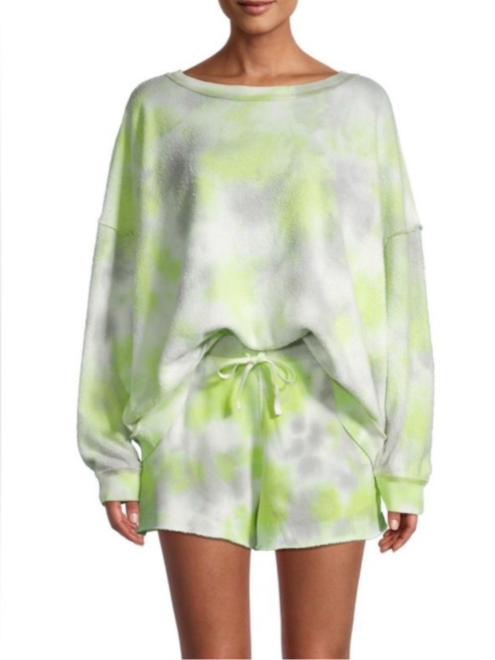 Free People // Kelly Washed Citron Green Tie Dye Pullover